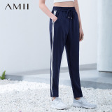 Amii旗舰店艾米女装艾米夏橡筋拼接运动风大码休闲裤11670208