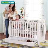 月亮船欧式婴儿床实木宝宝床多功能白色可调节bb床出口美国儿童床