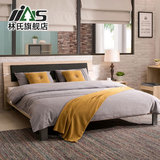 林氏家具简约现代板式床1.5m双人床1.8米储物高箱板床LS014BC2