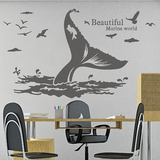 墙贴纸贴画客厅卧室书房办公室创意墙壁装饰品鲸鱼尾巴海洋地中海