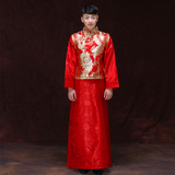 秀禾服男士古装中山装红色唐装 中式婚礼服装新郎装 龙纹结婚礼服