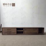 日式家具北欧风格实木白橡木黑胡桃木电视柜储物柜木蜡油客厅家具