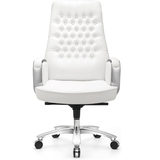 临赫高端时尚欧式电脑椅 白色老板椅家用休闲椅 大班椅真皮