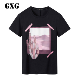 GXG男装 2016夏季商场同款 男士修身藏青色圆领短袖T恤#62244303