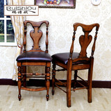 瑞诗欧美式家具复古全实木真皮餐桌椅意大利风格办公椅