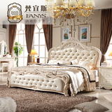 欧式床双人床真皮法式田园公主床奢华欧式床高箱实木床1.8米婚床
