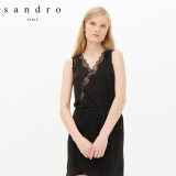 sandro 2016 春夏 新款女装/女士 RAINY无袖V领蕾丝连衣裙R10359E