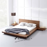 简约现代榻榻米床板式床 烤漆床1.5米床1.8米床板式双人床家具床