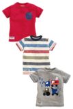 英国代购童装NEXT 16夏新款男宝宝男童休闲汽车图案短袖T恤3件装