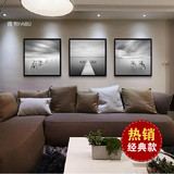 客厅装饰画 沙发背景墙  简约现代黑白风景画有框组合照片墙挂画