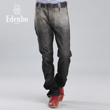 Edenbo爱登堡男装牛仔裤 水洗修身黑灰渐变男裤 个性复古牛仔长裤