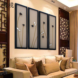中式荷花莲蓬装饰画禅意抽象实物立体挂画客厅沙发背景墙组合壁画