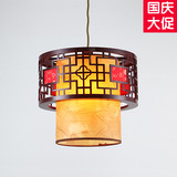 中式古典小吊灯仿古木艺餐厅茶楼灯具复古羊皮中国风客厅灯饰4205