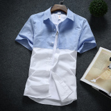 2016夏季男装短袖衬衫男士韩版青年修身纯色休闲衬衣潮男半袖衣服
