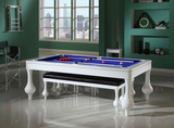 豪华家庭美式餐桌台球桌 白色钢琴脚餐桌台球 两用二合一餐桌台