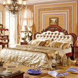 欧式实木床美式床高箱储物床双人床1.8红色深色家具68809