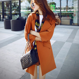 ZARA2015秋冬新款韩版时尚翻领茧型中长款风衣女装纯棉宽松外套