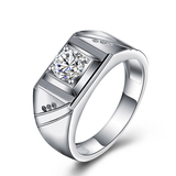 纯银925镀白金18K金钻石大男士戒指结婚情侣戒指 群镶男士钻戒