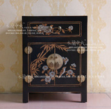新中式家具/仿古手工彩绘描金实木床头柜/明清古典卧室小柜可定制