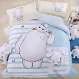 纯棉卡通动漫3D大白三四件套全棉床上用品儿童超人床笠被套床单人