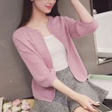 2016时尚秋装新款女式韩版宽松毛衣薄针织衫短款中长袖开衫