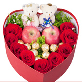 红玫瑰苹果礼盒生日鲜花速递同城上海南京合肥杭州深圳花店送花