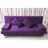 紫色布艺小户型沙发床单人双人三人可折叠沙发客厅沙发