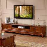 新款美式乡村电视柜 雕花新古典欧式地柜矮柜家具1.6米1.8米2.2米