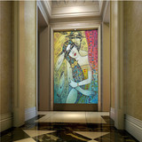 欧式民族抽象美女人物油画玄关背景墙 酒店走廊壁纸墙纸大型壁画