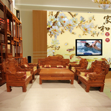 集美红木家具宝马红木沙发10件套实木客厅组合特价100%刺猬紫檀木