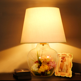 玻璃台灯简约装饰卧室台灯亚麻温馨床头灯创意时尚E1621