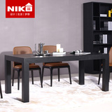 现代简约实木皮餐桌椅组合1.6米北欧客厅6人餐桌餐椅1.4米 阿多罗
