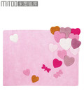 日式粉红色爱心温馨地毯公主卧室床边毯客厅满铺腈纶手工定制包邮