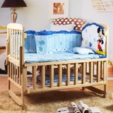 实木婴儿床实木无漆bb宝宝床折叠多功能游戏摇蓝床儿童床可变书桌