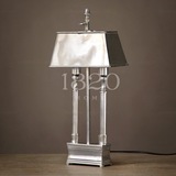1820美式/欧式复古 金属装饰台灯/书桌灯床头灯/比塔双杆镀银铜灯