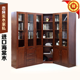 全实木转角组合书柜海棠木家具2门3门5门转角现代简约纯实木书柜