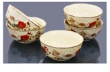 韩国原装进口正品陶瓷餐具5件套装金玫瑰镀金陶瓷汤碗饭碗高档