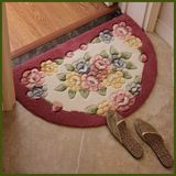 立体花朵半圆形地毯防滑地毯玄关脚垫卧室客厅地垫时尚地垫可机洗