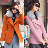 2015新款冬装女士短款毛呢外套冬季韩版修身加棉加厚羊绒呢子大衣