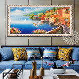高档地中海风景油画手绘欧式客厅装饰画定制田园风格现代餐厅挂画