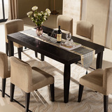 简约黑色实木餐桌 现代长方形桌椅时尚胡桃木饭桌 橡木餐桌椅组合