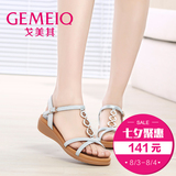 GEMEIQ/戈美其2016年夏季新款韩版露趾中跟金属装饰时装女凉鞋