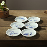 特价创意中国风透光陶瓷杯垫功夫茶艺具手绘杯托茶道配件隔热茶垫