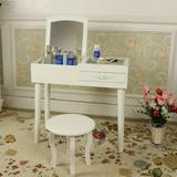 卧室韩式欧式现代简约白色田园化妆台 小型台式梳妆台桌椅飘窗型