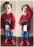 【现货】英国代购NEXT 15秋冬女宝宝女童红色企鹅套头针织衫 毛衣
