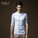 [折]PINLI品立英绅 夏季新品男装修身五分袖衬衣中袖衬衫潮8887