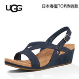 UGG女士凉鞋夏季新款坡跟磨砂皮鞋子1006361