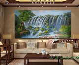 欧式美画正品客厅纯手绘风景油画卧室装饰画山水风景瀑布