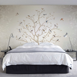 艾加美图大型壁画北欧风格背景墙墙纸客厅墙纸卧室壁纸壁画百鸟林
