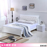 欧式实木橡木床1.5 1.8米双人床白色软靠皮床 气压高箱储物床